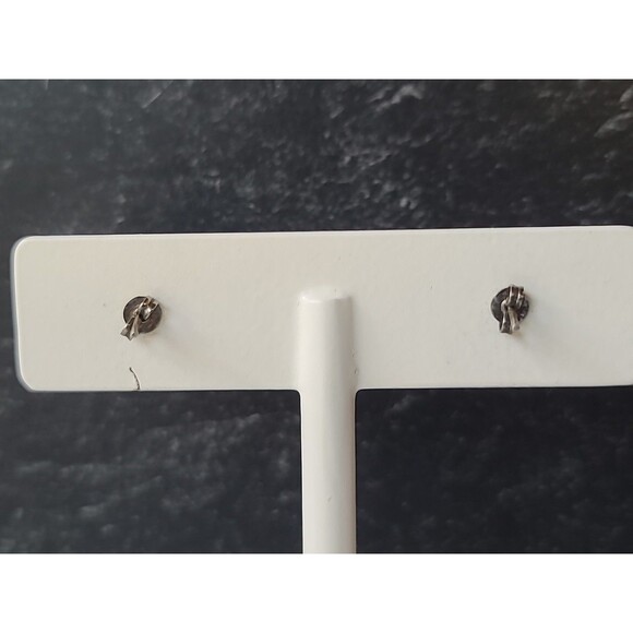 925 Sterling Silver Real Pearl Square Shaped Stud Earrings Vintage - Picture 7 of 10